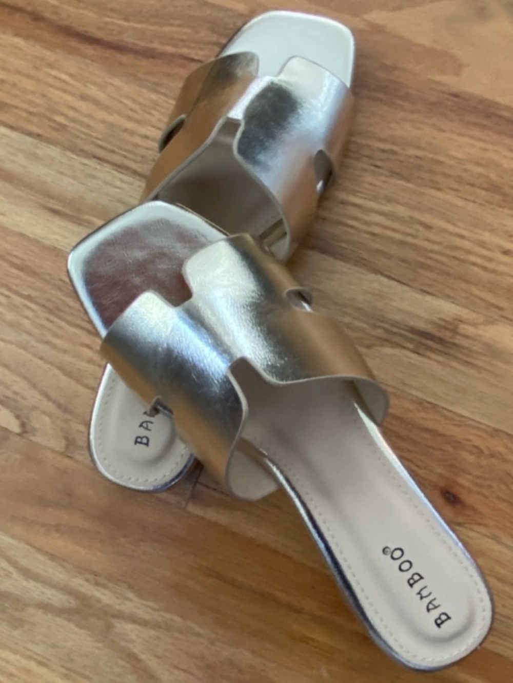 BAMBOO Gold Metallic Slide Mules
